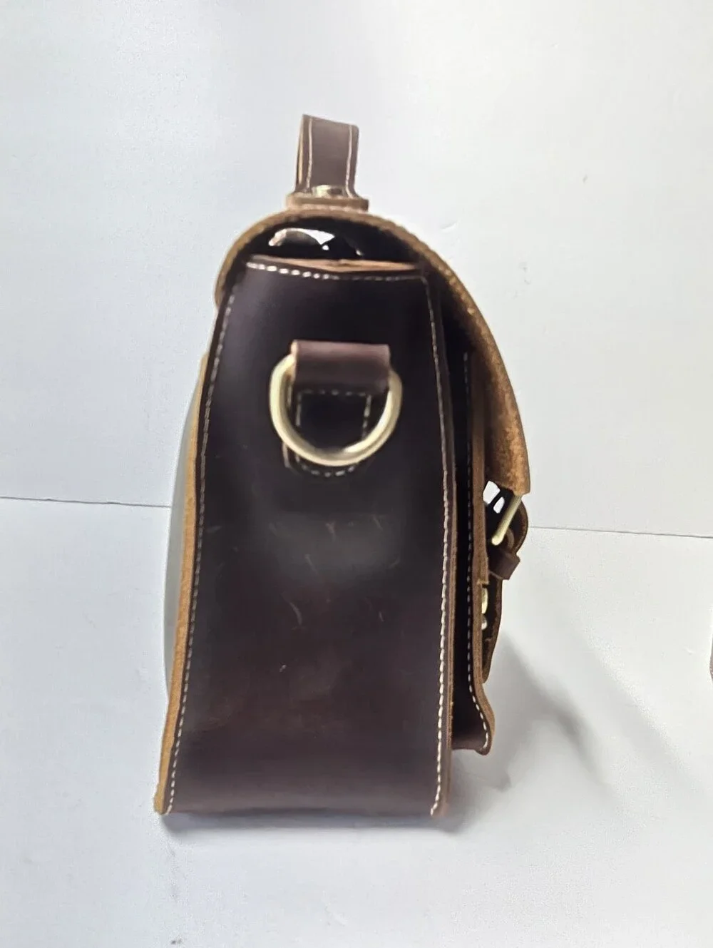 NWOT Men's Hand Crafted Leather Brown Satchel Small Messenger Bag